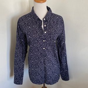 Gap Floral Pattern Long Sleeve Half Button Down Top
